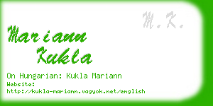 mariann kukla business card